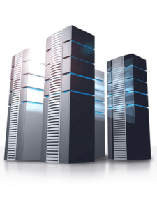 Black server towers for web hosting